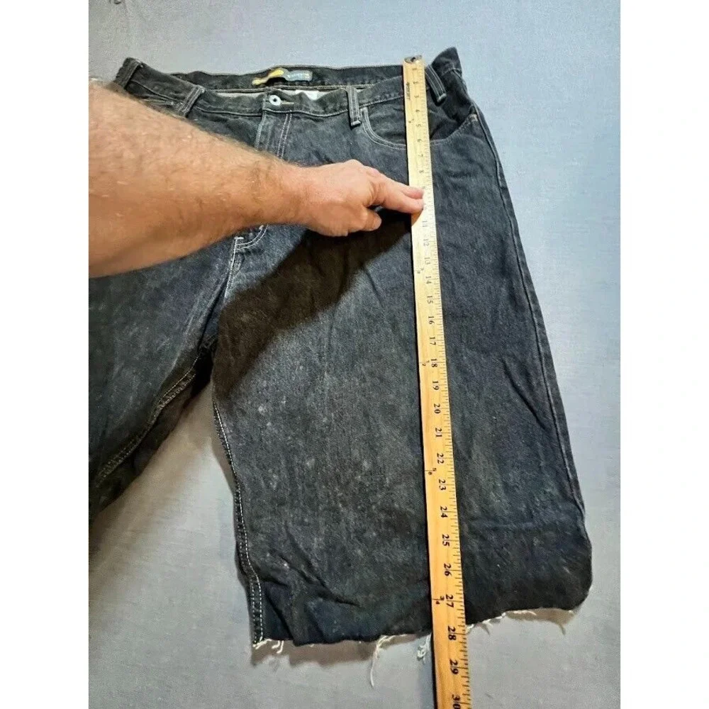 Levi's Silver Tabs Cut Off Shorts Mens 42‎ Black Denim Pocketed Zip Men.